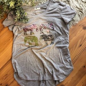 Floral Print Elephants Tee
